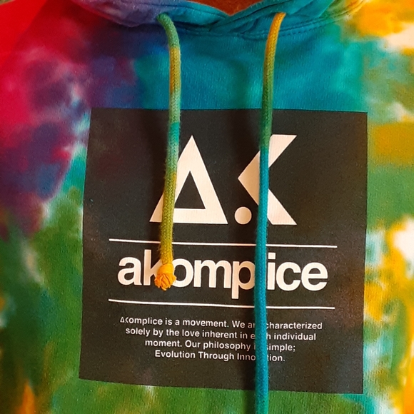 AKOMPLICE  AK Preshrunk Cotton Tie Dyed Hoodie Size Large - Picture 7 of 8